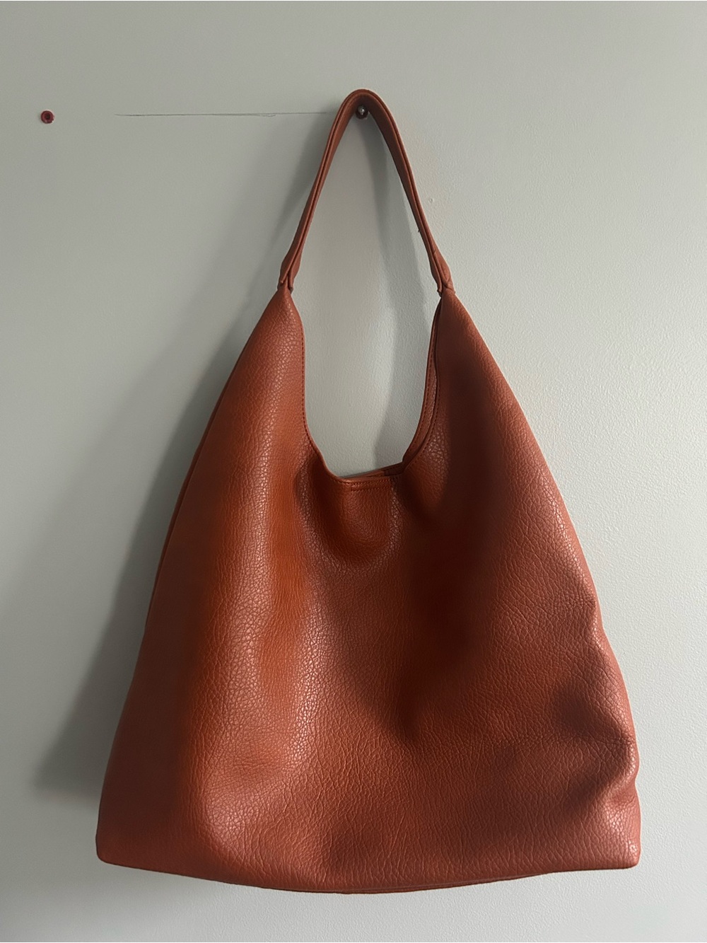HOXIS Leather Hobo Tote Bag in Warm Cognac